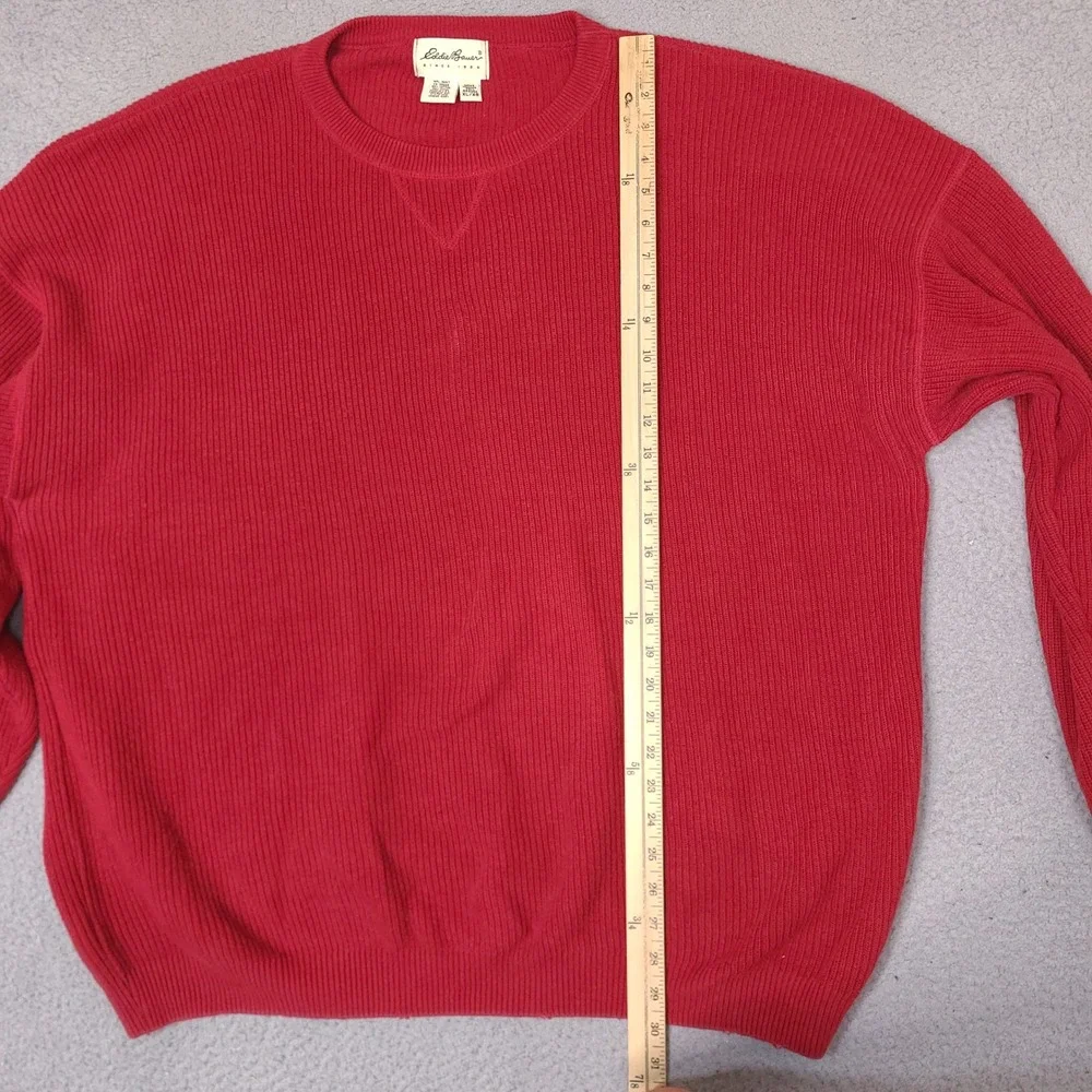 Vintage Eddie Bauer Sweater Mens XL Tall XLT Red Ribbed Made in USA Crewneck - Picture 7 of 14